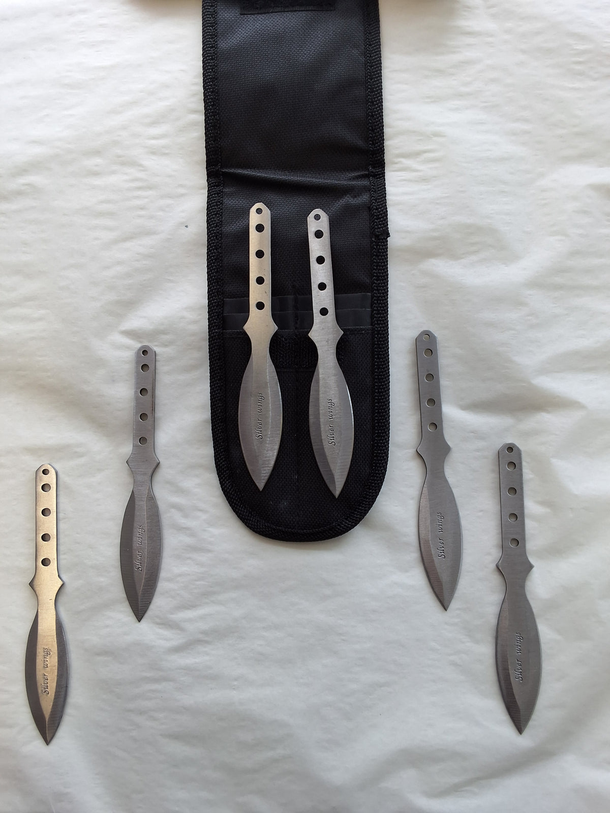 SILVER FEATHER THROWING KNIVES #3091