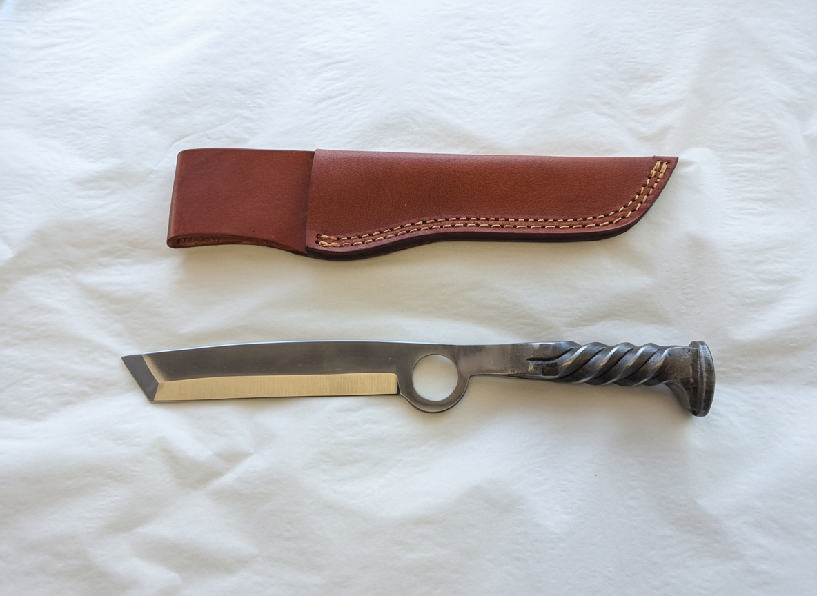 RR Spike long knife with finger hole in handle