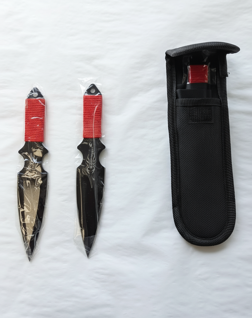 3 pc BLK Throwing Knives W/ Scorpion