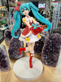 Hatsune Miku Holiday Cheer Blue/Teal Hair Holiday Dress and Red Present Teal Bow