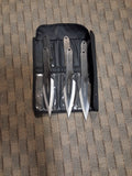 6 PIECE DOUBLE SIDED SILVER THROWING KNIVES W/ BLACK HANDLE #1360