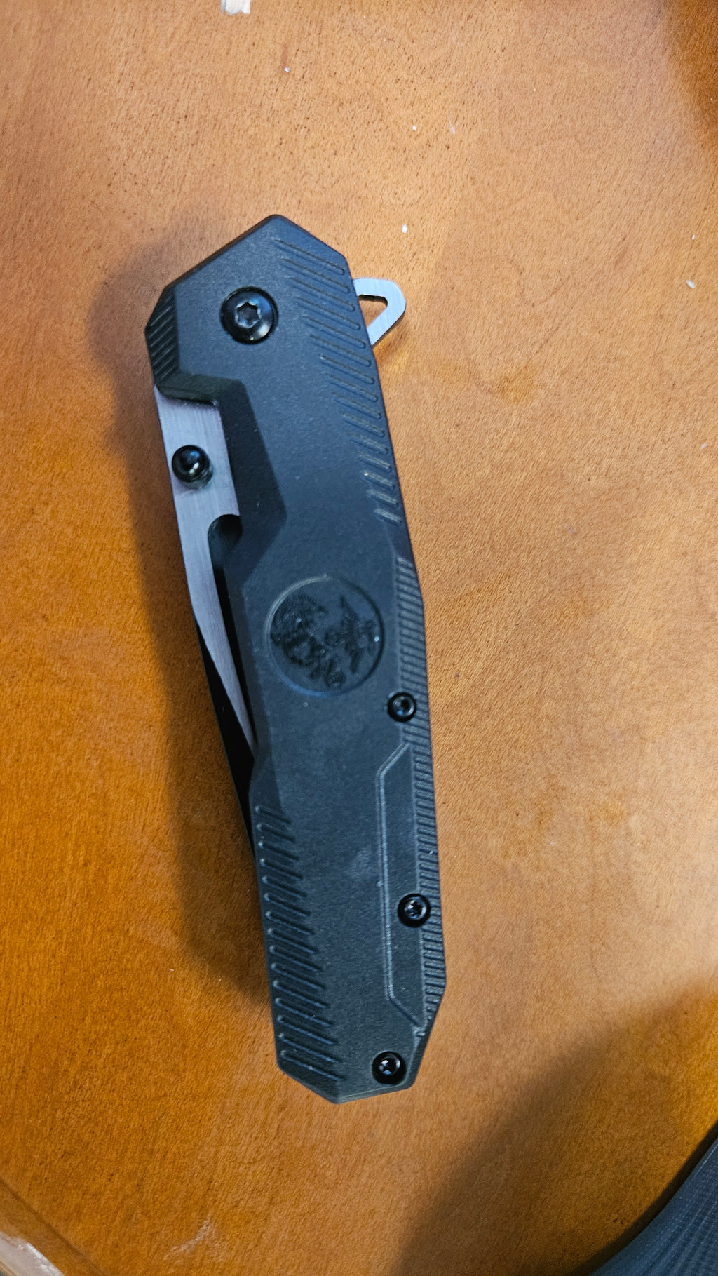 USMC Black/Silver Bladed Black Molded Nylon Fiber Handle Folding knife #3017