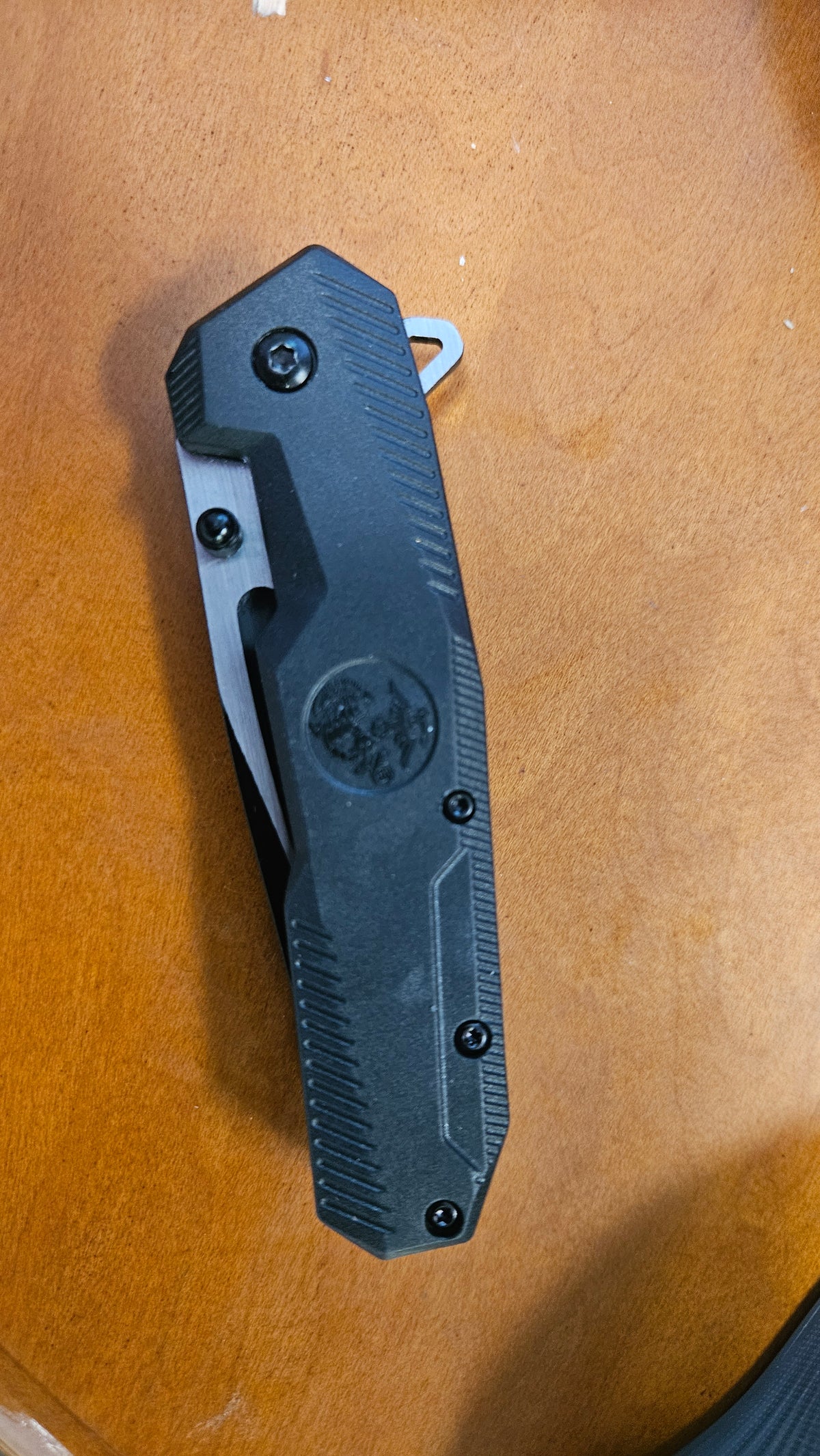 USMC Black/Silver Bladed Black Molded Nylon Fiber Handle Folding knife #3017