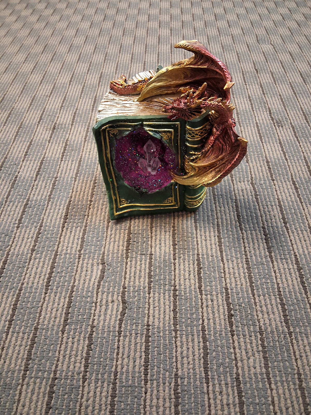DRAGON WITH CRYSTAL BOOK STATUE