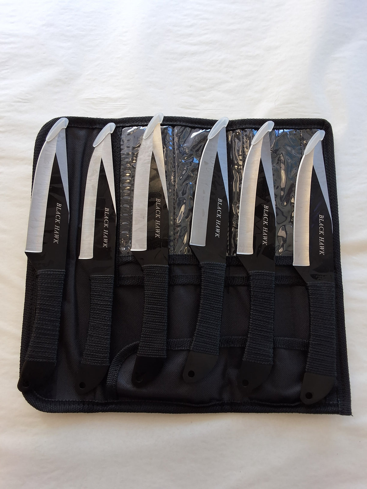 BLACK 6 PIECE DROPPOINT THROWING KNIVES