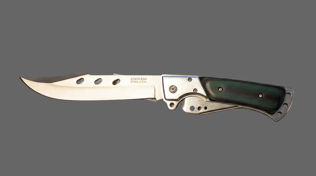Green-handle long blade Folding knife