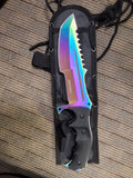 Rainbow Tanto Fixed Blade with Deep Finger Groves #3009