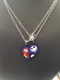 Jack and Sally heart necklace set #1642
