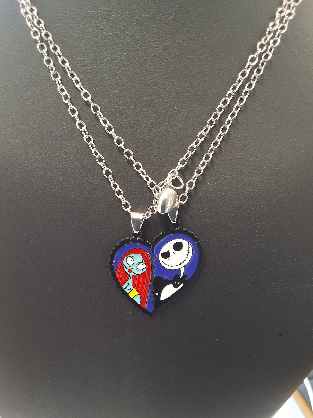 Jack and Sally heart necklace set #1642