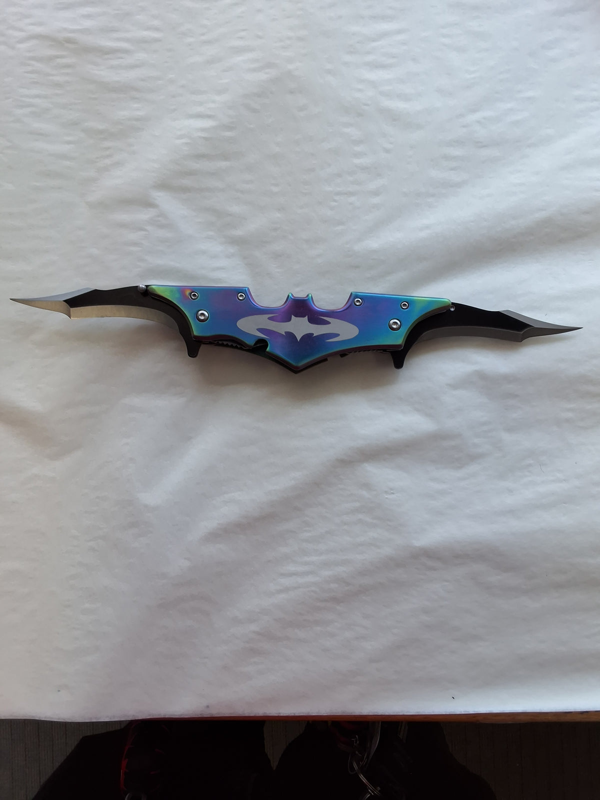 Pearlescent dual bladed batman knife #3090