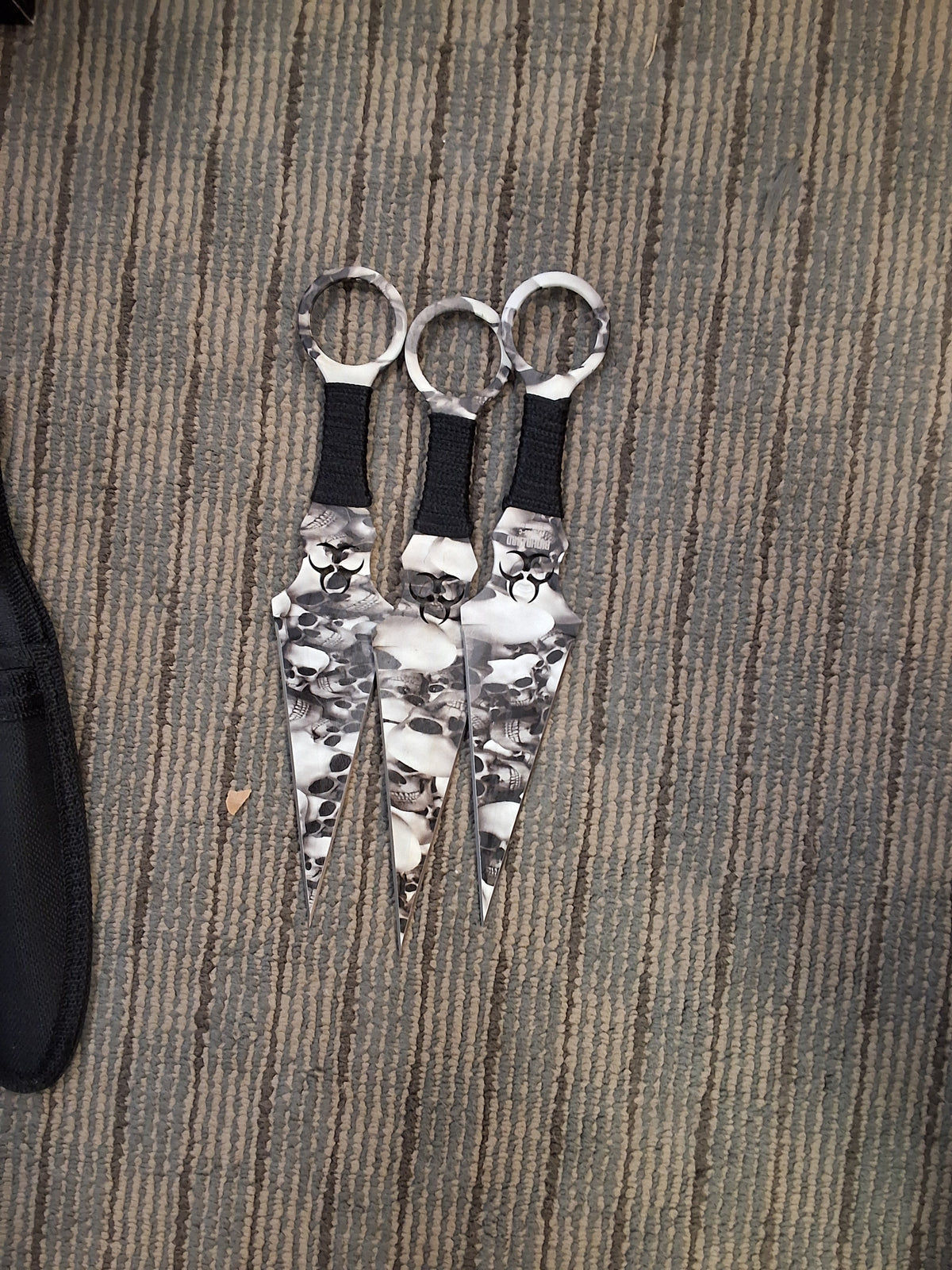 3pc skull throwing knives cutouts symbol #1406