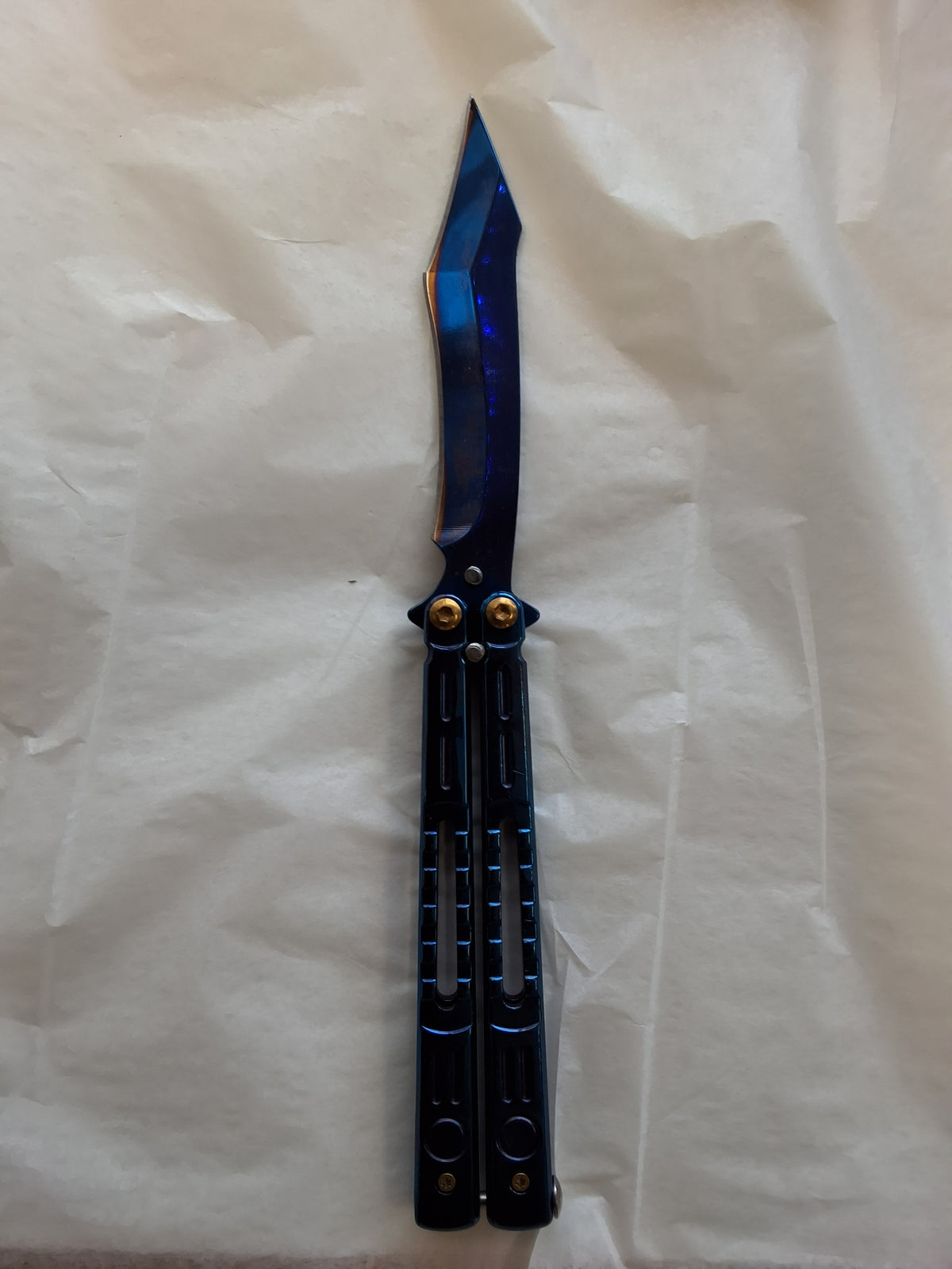 Blue Pearlescent Butterfly Knife #2079