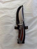 Curved knife with wood and metal handle #2040