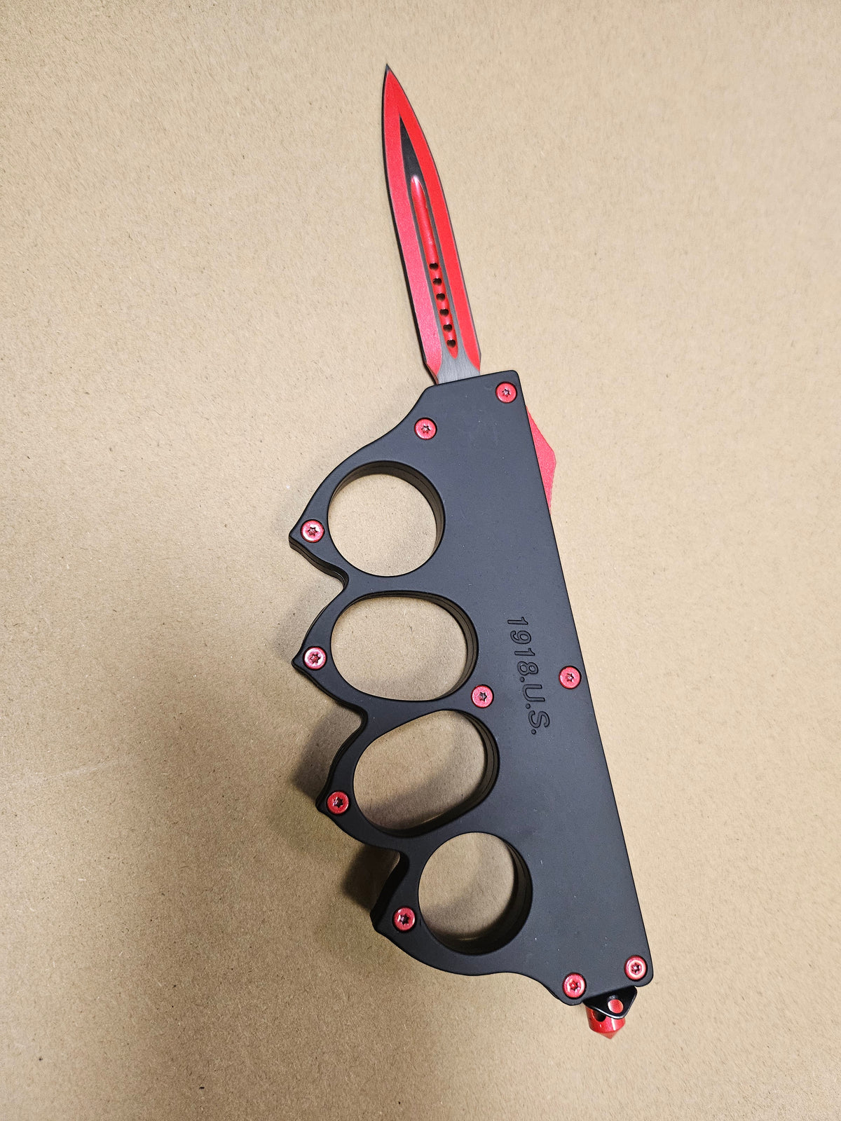 Red blade OTF Trench Knife