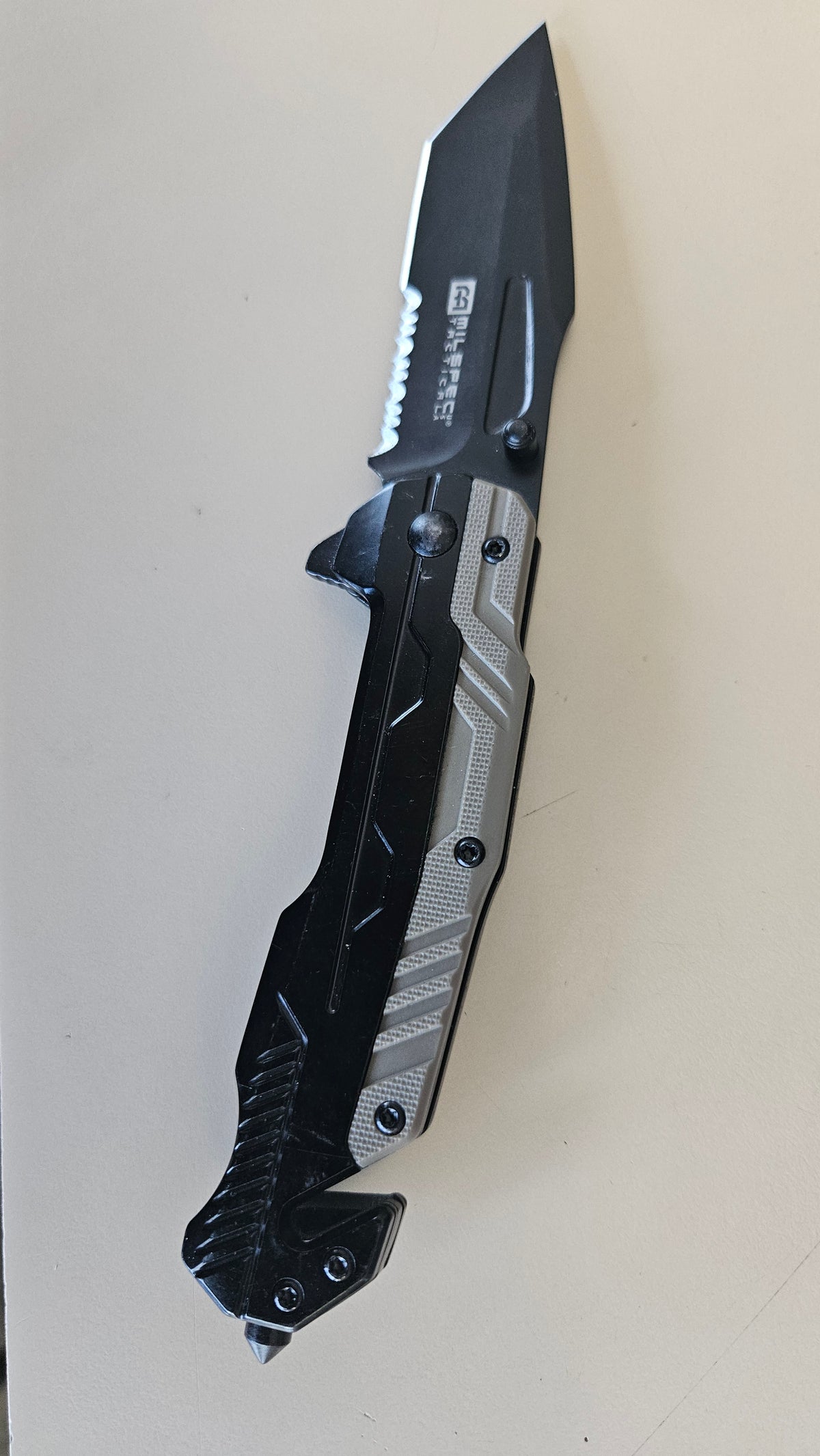Futuristic Tan/ Black Folding Knife