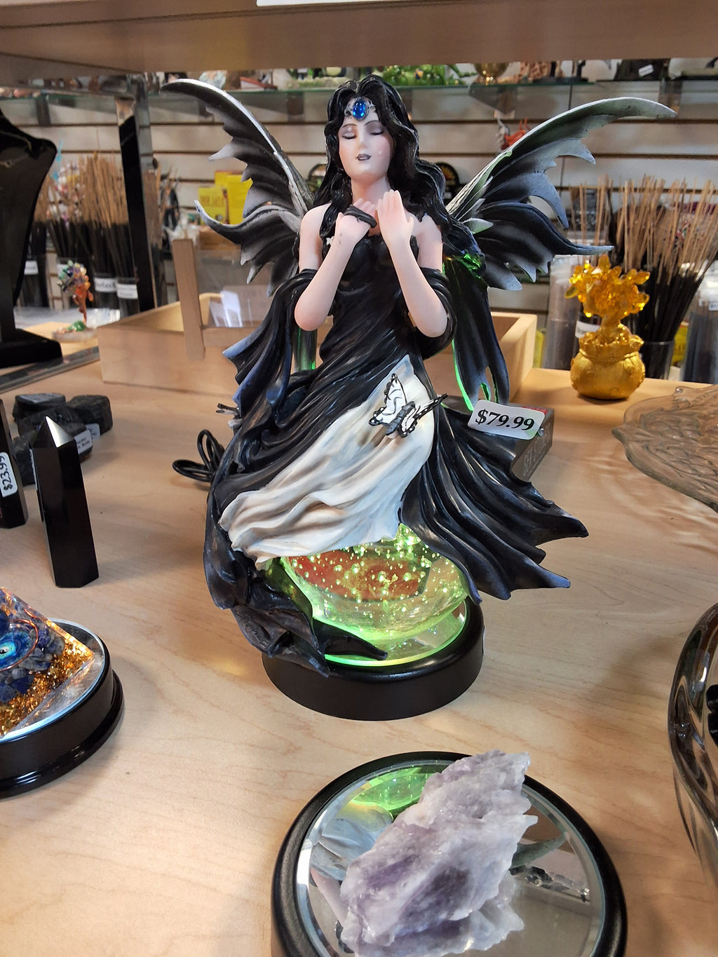 Black Fairy with Butterflies on Crystal Ball #1669