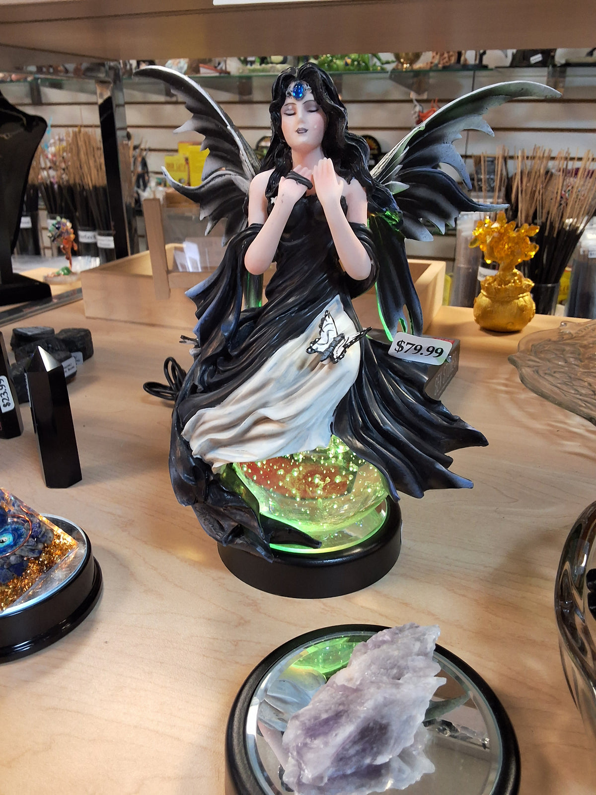 Black Fairy with Butterflies on Crystal Ball #1669